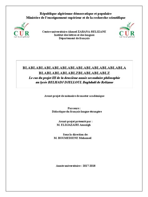 1.page de Garde, Avant Projet de Master PDF  PDF  Apprentissage