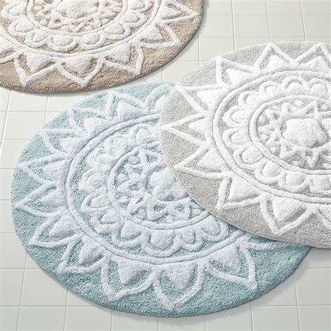 They feel pleasant underfoot and keep floors dry, all while enhancing the overall look of the room. Pandora Round Cotton Bath Rug | Round bathroom rugs, Large ...