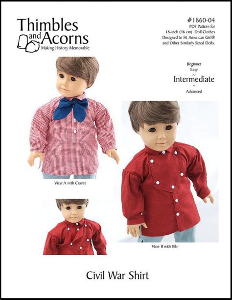 Pixie Faire Thimbles And Acorns Civil War Shirt Doll Clothes Pattern