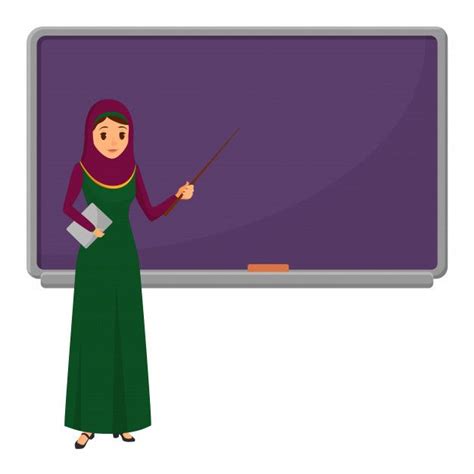 muslim woman teacher  blackboard animated teacher