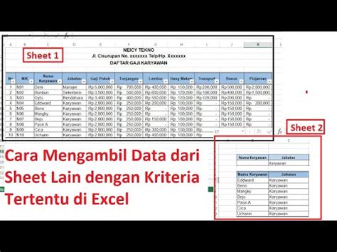Cara Mengambil Data Dari Sheet Lain Dengan Kriteria Tertentu Di Excel