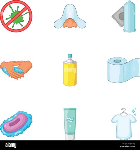 Iconos De La Higiene Personal Estilo De Dibujos Animados Imagen Vector