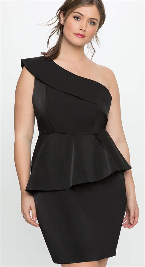 Plus Size One Shoulder Peplum Dress Latest Cocktail Attire For Plus