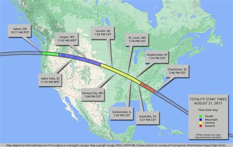 Detailed 2017 Eclipse Map A Guide To The Path Of Totality World Map