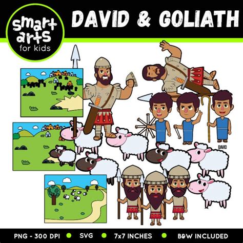 David And Goliath Clip Art Bible Based Bible Characters Etsy