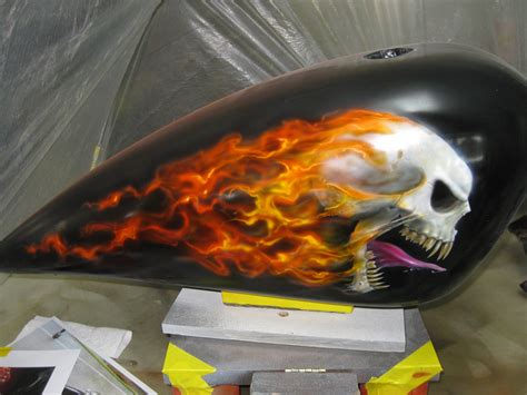 Flaming Skull By Roade Studio Air Brush Painting Motorcycle Painting