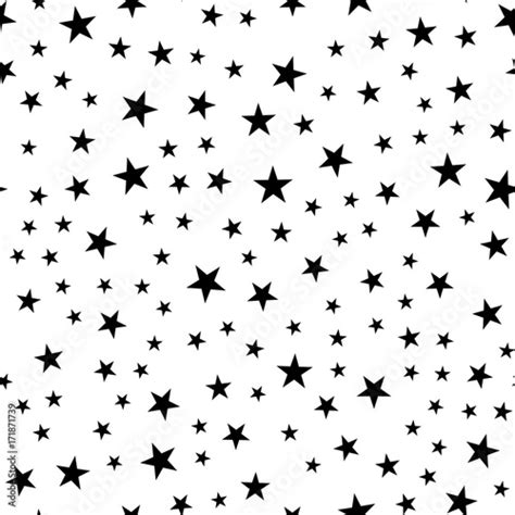 Black Stars Seamless Pattern On White Background Cool Endless Random