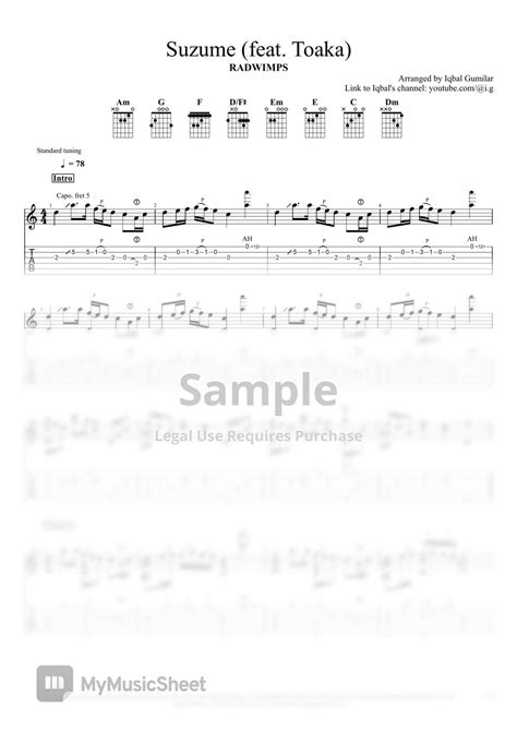 Radwimps Suzume Fingerstyle Guitar Sheets By Iqbal Gumilar