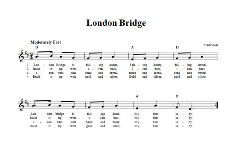 London Bridge Chords Lyrics And Sheet Music For B Flat Instruments