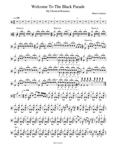 Welcome To The Black Parade By My Chemical Romance Sheet Music For