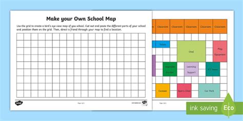 Make Your Own School Map Worksheet Worksheet Twinkl