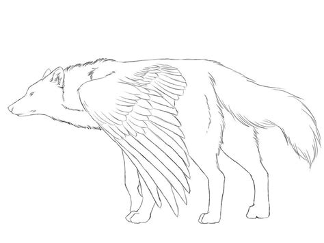 Red Winged Wolf Lineart Wip By Crimsonwolfsobo On Deviantart Wolf