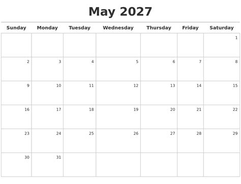 May 2027 Calendar Maker