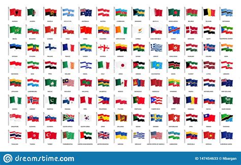 National Waving Flags From All Over The World With Names High Quality