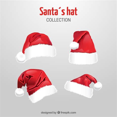 Free Vector Pack Of Santa Hats In Realistic Style