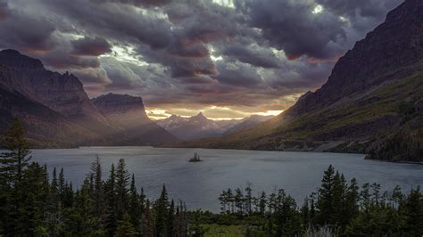 5120x2880 Sunset At St Mary Lake Glacier National Park 5k 5k Hd 4k