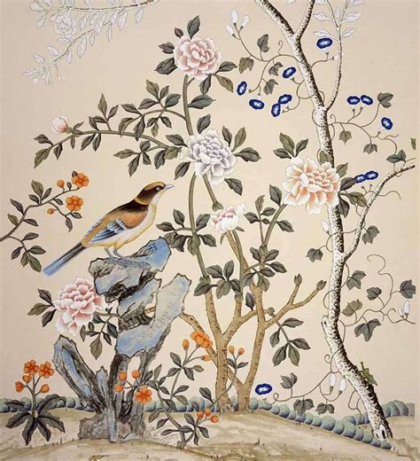 Detail From The Hand Painted Chinese Wallpaper Hung In 2006 Which