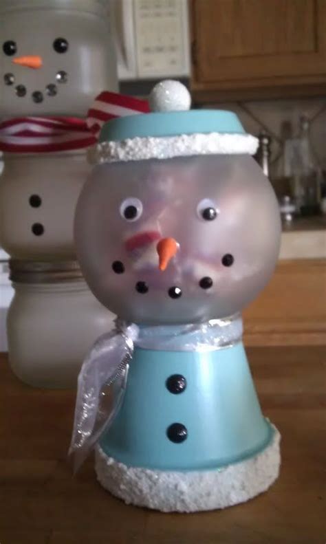 Snowman Candy Dish Clay Pot Crafts Christmas Pots Diy Holiday Decor