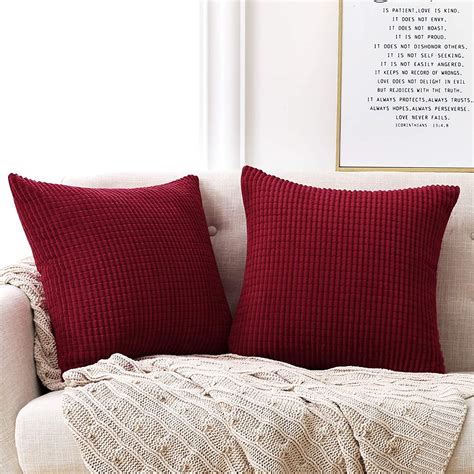 Deconovo Set Of 2 Super Soft Corduroy Cushion Covers 45cm X 45cm 18x18
