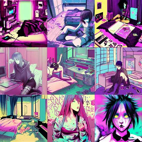 Digital Art Pastel Goth Aesthetic Smooth Messy Room Stable