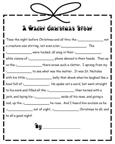 The word blanks community creates new stories every day — choose from thousands of stories, including celebrity, holiday and children's libs! The Honey Bunch - free wacky Christmas story (Mad Lib ...