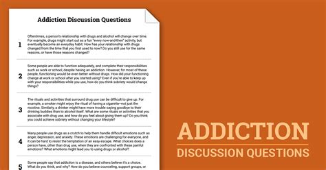 Addiction Discussion Questions Worksheet Therapist Aid Dbt Worksheets