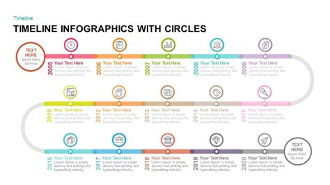 Timeline Infographics With Circles Powerpoint Template And Keynote Template