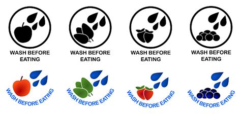 Wash symbols look like a wash tub and tell us two things. Wash Before Eating Set Of Symbols Black And Color Version ...