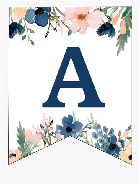 Floral Blue Alphabet Banner All Letters Free Transparent Clipart