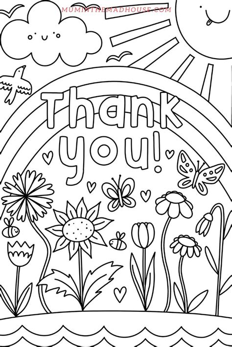Thank You Cards Printable Coloring Page Sketch Coloring Page