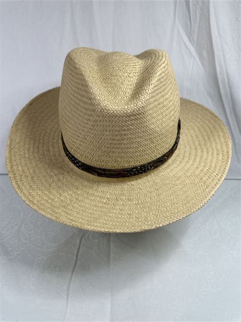 Stetson Straw Hat 10x Open Road With Leather Feather Gem