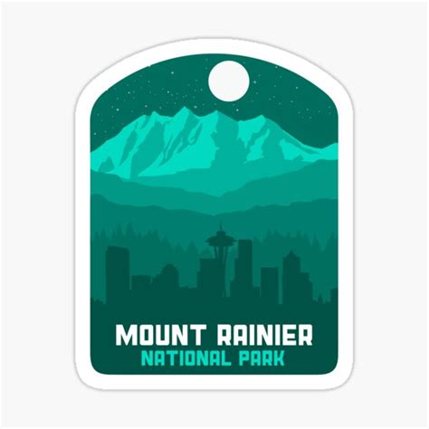 Retro Mount Rainier National Park Vintage Seattle Washington Skyline