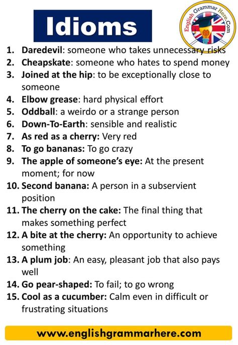 English 10 Idioms And Their Meanings With Sentences Daredevil Someone Who Takes Unnecessary