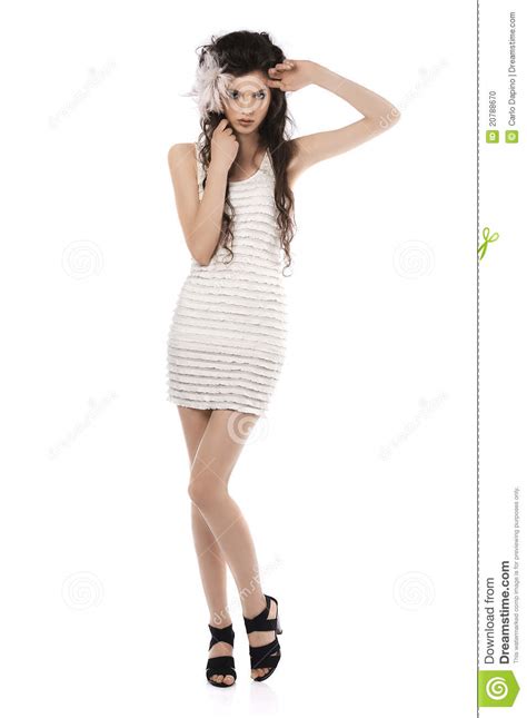 Full Body Shot Of Posing Model In White Dress Stock Photo Image 20788670