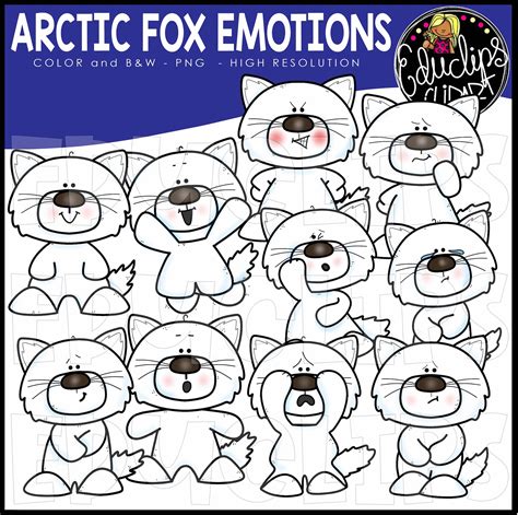 Arctic Fox Life Cycle Clip Art Bundle Color And Bandw Edu