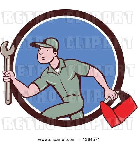 Vector Clip Art Of Retro Cartoon White Male Plumber Carrying A Monkey