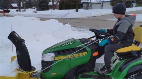 John Deere S240 With A Snow Blower Attachment Youtube