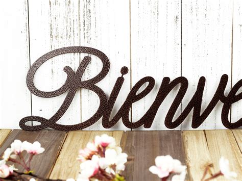 Bienvenue French Welcome Metal Wall Art Outdoor Welcome Sign