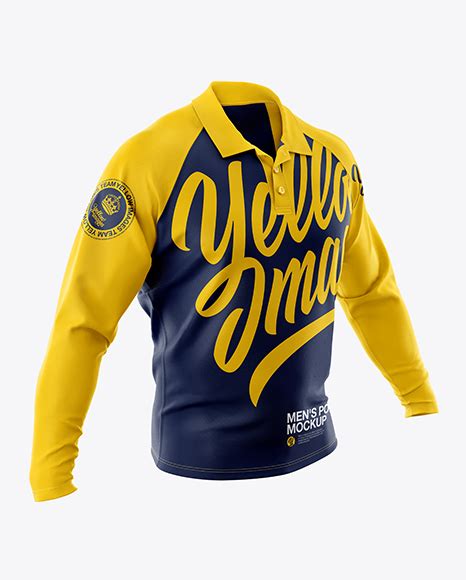 Download Men's Polo With Long Sleeve Mockup - Half Side View in ...
