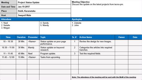 Daily Scrum Meeting Template Excel