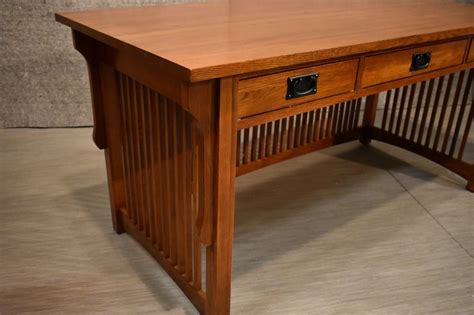 Mission Style Solid Oak Desk Library Table With Three Drawers Etsy