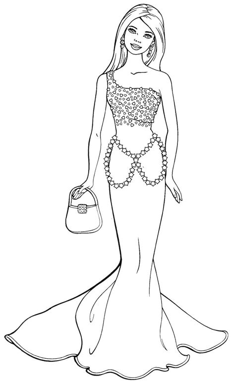 A Woman In A Long Dress With A Purse On Her Shoulder And Handbag To The