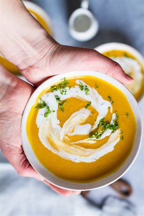 Curry Coconut Carrot Soup With Ginger Cream Vegan Ginger With Spice