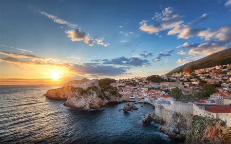 the sunset view over dubrovnik croatia adriatic sea desktop wallpaper hd for mobile phones and