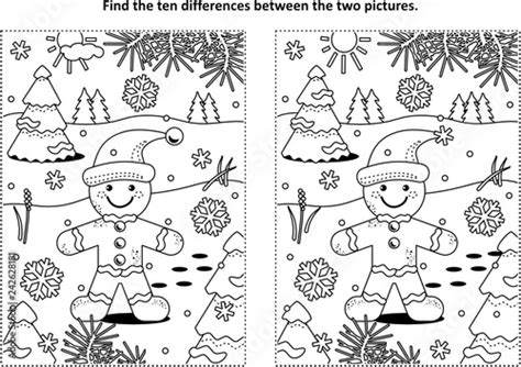 Winter Holidays Christmas Or New Year Themed Find The Ten Differences