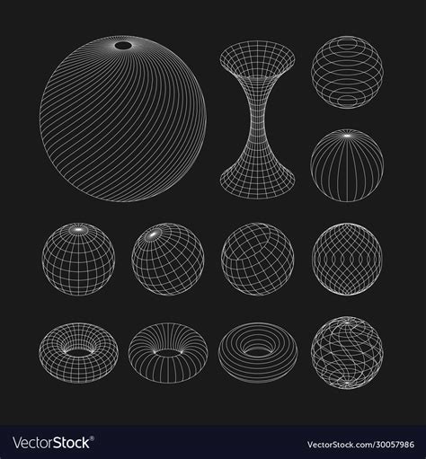 Wireframe Earth Grid Mesh Objects Set Network Vector Image