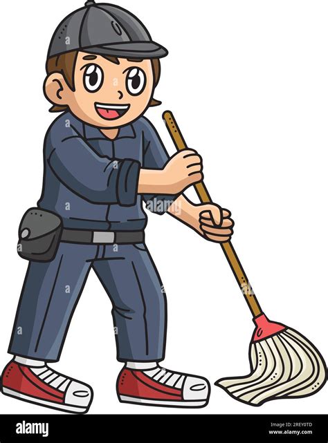 Janitor Cleaning Cartoon Colored Clipart Stock Vector Image And Art Alamy