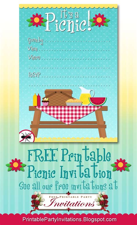 Free Printable Picnic Invitation Party Printables Picnic Free