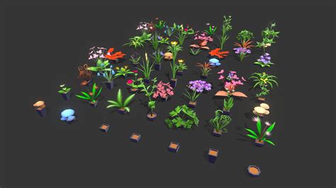 Stylize Low Poly Plants And Flowers Pack Buy Royalty Free 3d Model By