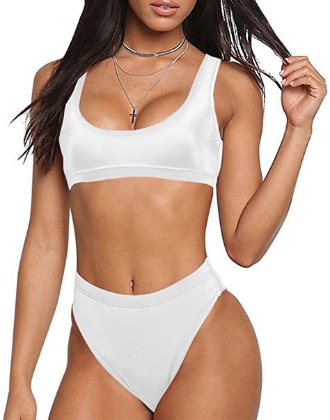 Amazon Com Dixperfect Two Pieces Bikini Sets Swimsuit Low Scoop Top
